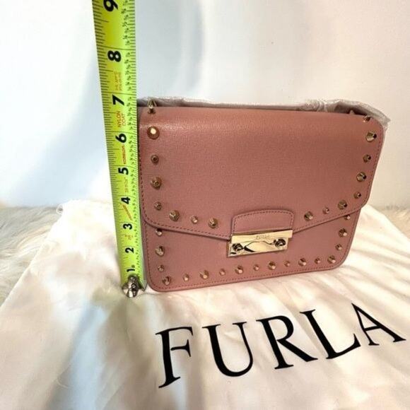 Furla Medium Julia Studded Dusty Pink Leather Bag New with tag - Picture 10 of 15